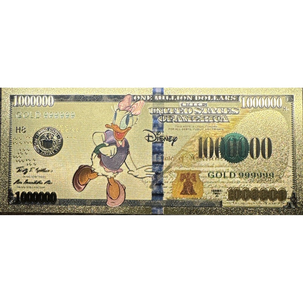 Disney Daisy Duck collectible 24k gold foil $1,000,000 banknote bill